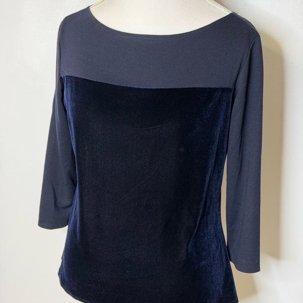 VINTAGE, Max Studio Midnight Blue Long Sleeve Top SZ Large